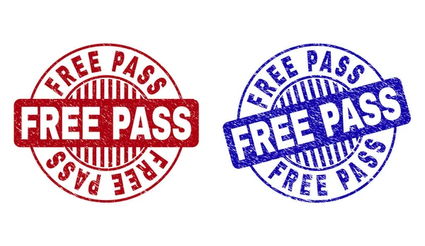 Grunge PASS GRATUIT Timbres ronds texturés — Image vectorielle