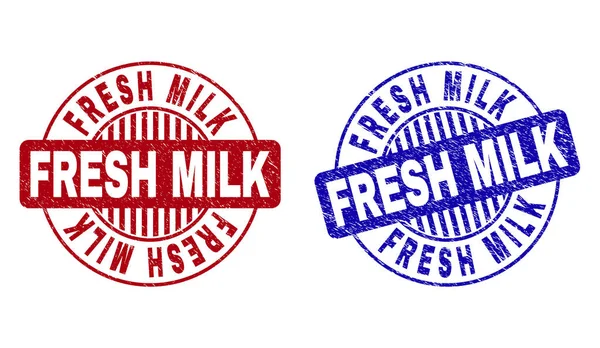 Φρέσκο γάλα grunge υφής γύρο γραμματόσημα — Διανυσματικό Αρχείο