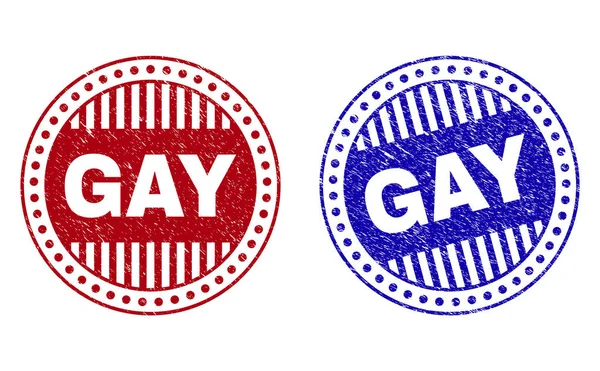 Grunge GAY Textured Round Stamps — Stock Vector