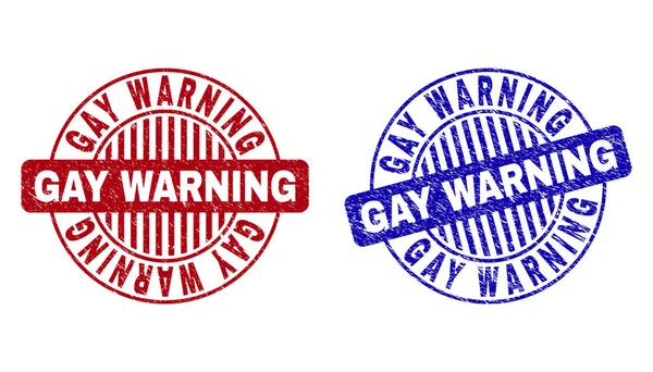 AVERTISSEMENT GAY Grunge Sceaux ronds rayés — Image vectorielle