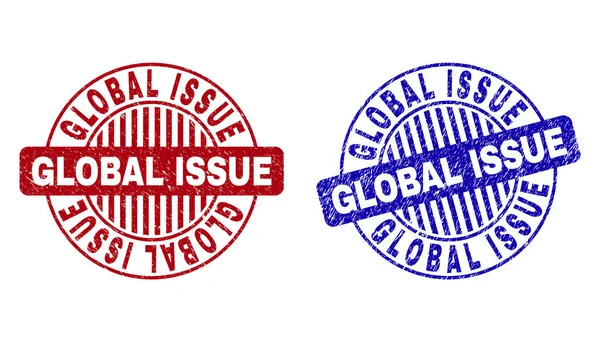 Grunge GLOBAL ISSUE Sellos redondos rayados — Archivo Imágenes Vectoriales