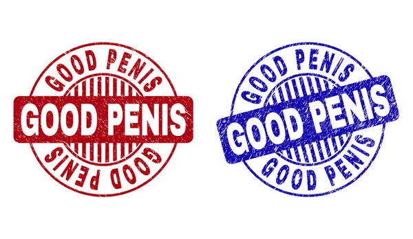 Grunge GOOD PENIS Sceaux de timbre ronds rayés — Image vectorielle