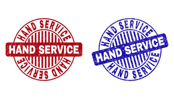 Grunge Hand Service getextureerde ronde stempels — Stockvector