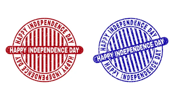 Grunge Happy Independence Day getextureerde ronde stempels — Stockvector