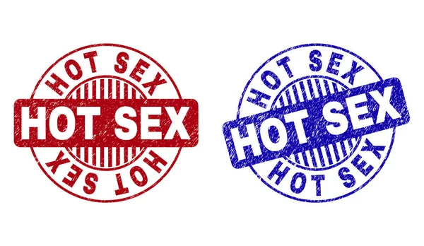 Grunge sıcak seks yuvarlak damga mühürler çizik — Stok Vektör