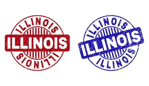 Grunge ILLINOIS Textured Round Stamps — Stock Vector