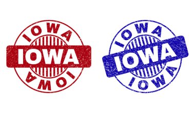 Grunge Iowa yuvarlak damga mühürler çizik