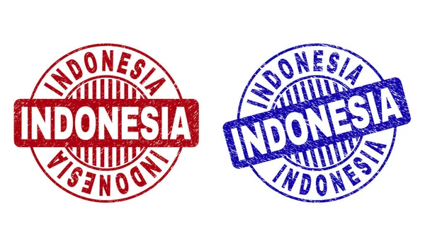 Grunge INDONESIA Tekstur Perangko Bundar - Stok Vektor