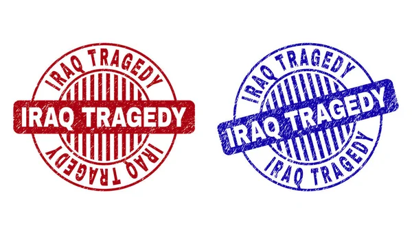 Tragédií Iráku grunge texturou kulaté známky — Stockový vektor