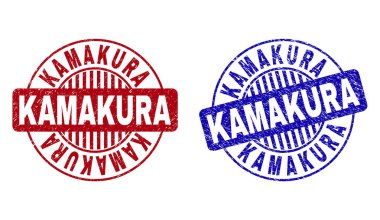 Grunge Kamakura yuvarlak damga mühürler çizik