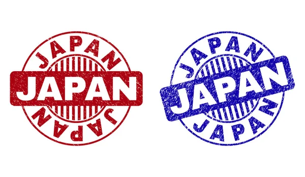 Grunge Japan texturierte runde Briefmarken — Stockvektor