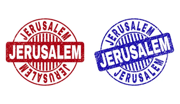 Grunge JERUSALEM Texturizado redondo marcas de agua — Vector de stock