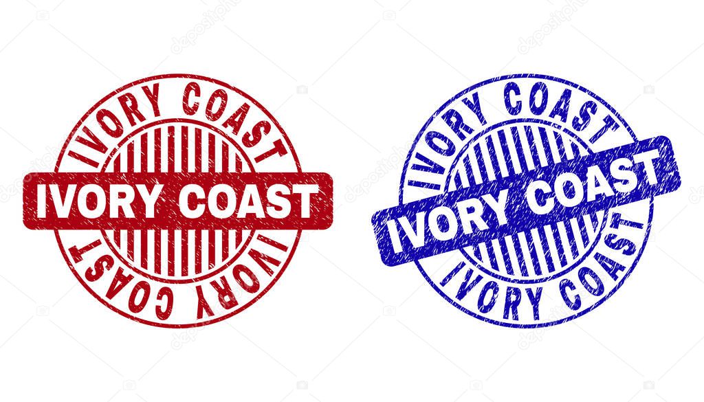 Grunge IVORY COAST Textured Round Stamp Seals