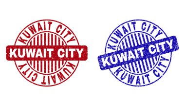 Grunge Kuwait City yuvarlak damga mühürler çizik