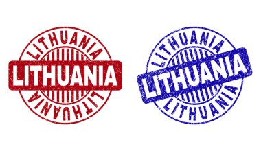 Grunge Litvanya dokulu yuvarlak damga Seals