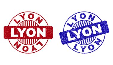 Grunge Lyon çizik yuvarlak pullar