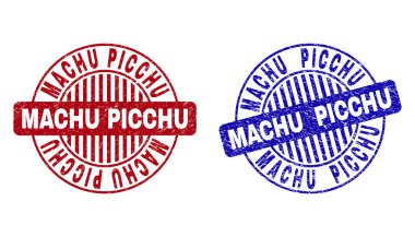 Grunge Machu Picchu çizik yuvarlak pullar