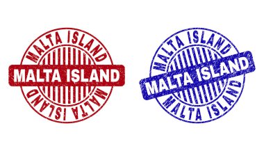 Grunge Malta Adası dokulu yuvarlak pullar