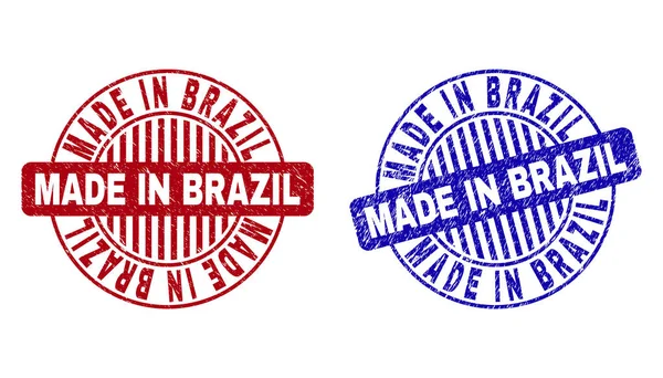 Γκραντζ Made in Βραζιλία γδαρμένη στρογγυλή σφραγίδα σφραγίδων — Διανυσματικό Αρχείο