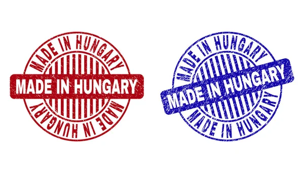 Гранж зроблено в Угорщині почухав круглі печатками печаткою — стоковий вектор