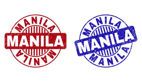 Grunge Manila texturált kerek bélyegek — Stock Vector
