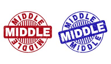 Grunge orta dokulu yuvarlak pul mühürler