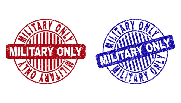 Grunge MILITARY ONLY Textured Round Stamps — Stock Vector