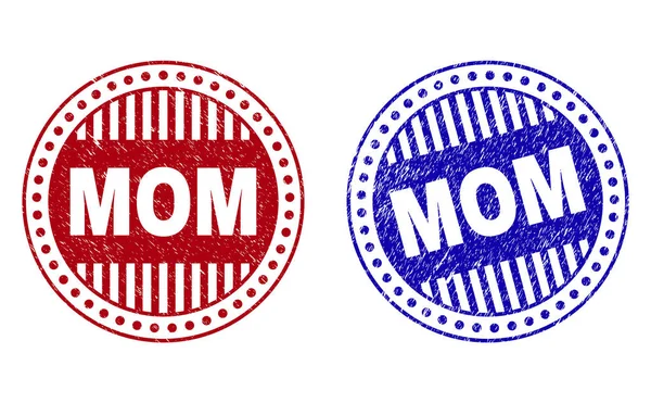 Grunge MOM Textured Round Stamps — Stock Vector