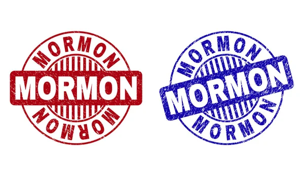 Grunge MORMON Sellos de sello redondos rayados — Vector de stock