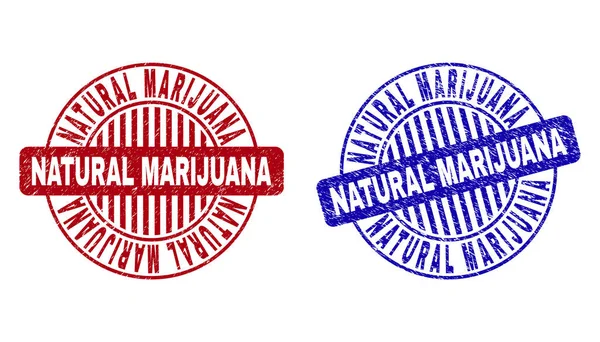 Grunge NATUREL MARIJUANA Filigranes ronds texturés — Image vectorielle