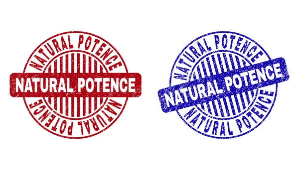 Grunge natürliche Potenz texturierte runde Briefmarken — Stockvektor