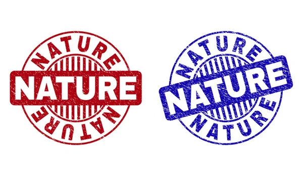 Grunge Natur texturierte runde Briefmarken — Stockvektor