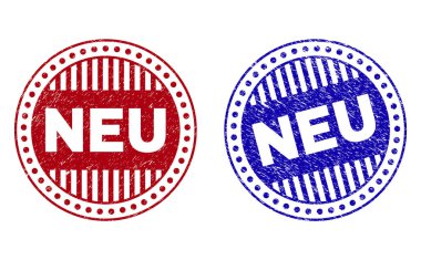 Grunge Neu çizik yuvarlak damga Seals