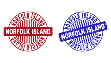 Grunge Norfolk Island çizik yuvarlak pullar