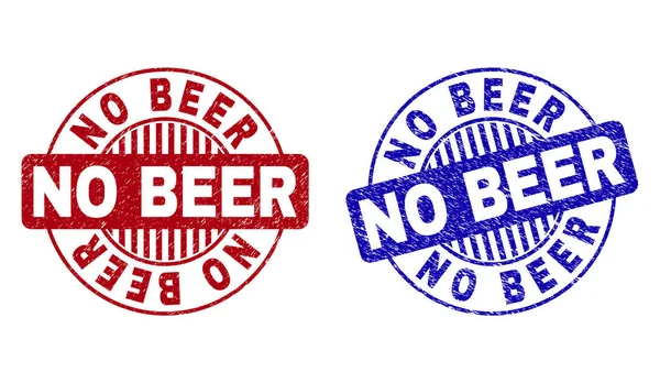 Grunge NO BEER Scratched Round Stamp Seals — Stock Vector