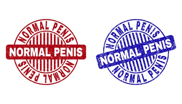 Grunge PENIS NORMAL Timbres ronds texturés — Image vectorielle