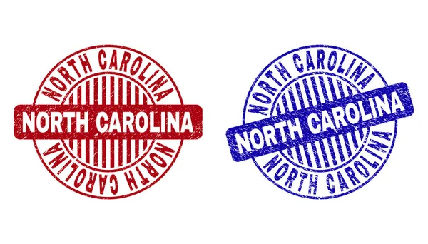 Grunge NORTH CAROLINA Scratched Round Stamps — Stock Vector