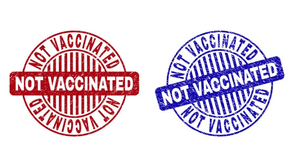 Grunge NO VACCINADO Sellos redondos texturizados — Archivo Imágenes Vectoriales