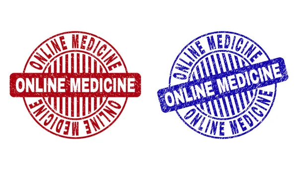 Grunge MEDICINA ONLINE Texturizado redondo marcas de agua — Archivo Imágenes Vectoriales