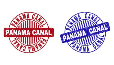 Grunge Panama Canal çizik yuvarlak pullar