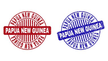 Grunge Papua Yeni Gine dokulu yuvarlak damga Seals