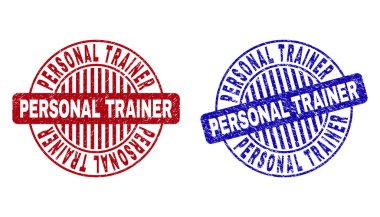 Grunge kişisel eğitmen dokulu yuvarlak pullar