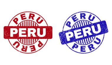 Grunge Peru çizik yuvarlak pullar