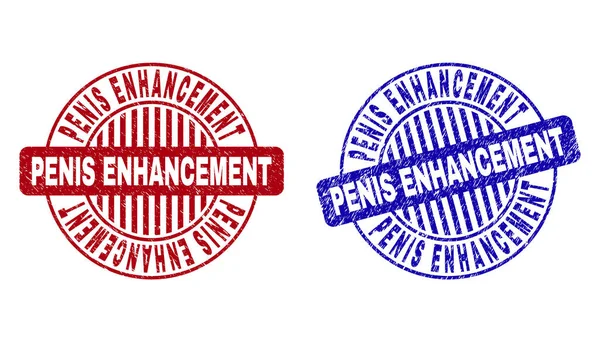 Grunge Penis Enhancement porysowane okrągłe znaki wodne — Wektor stockowy