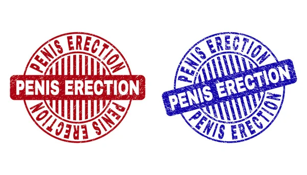 Grunge penis erekcja porysowane okrągłe znaczki — Wektor stockowy