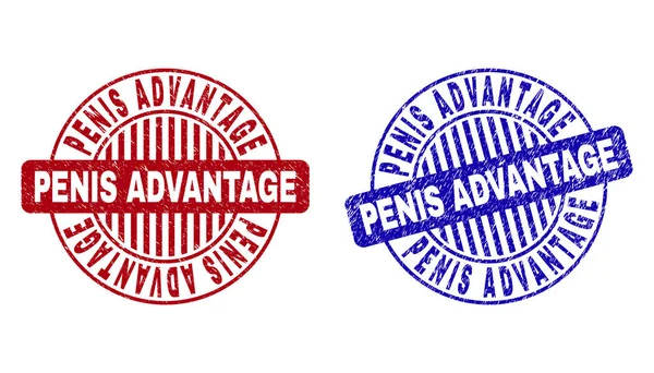 Grunge penis Advantage porysowane okrągłe znaczki — Wektor stockowy