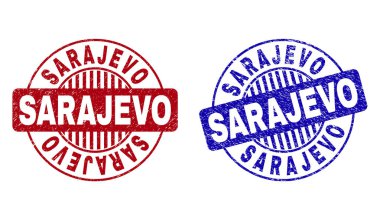 Grunge Sarajevo dokulu yuvarlak pul mühürler