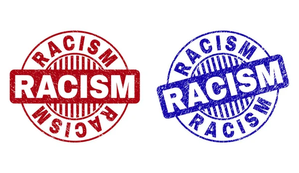 Grunge racisme gekrast ronde watermerken — Stockvector