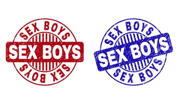 Grunge seks Boys çizik yuvarlak damga Seals — Stok Vektör