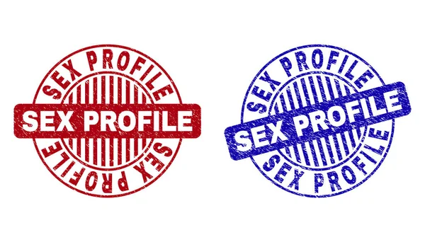 Grunge-Sex-Profil zerkratzt runde Stempelsiegel — Stockvektor